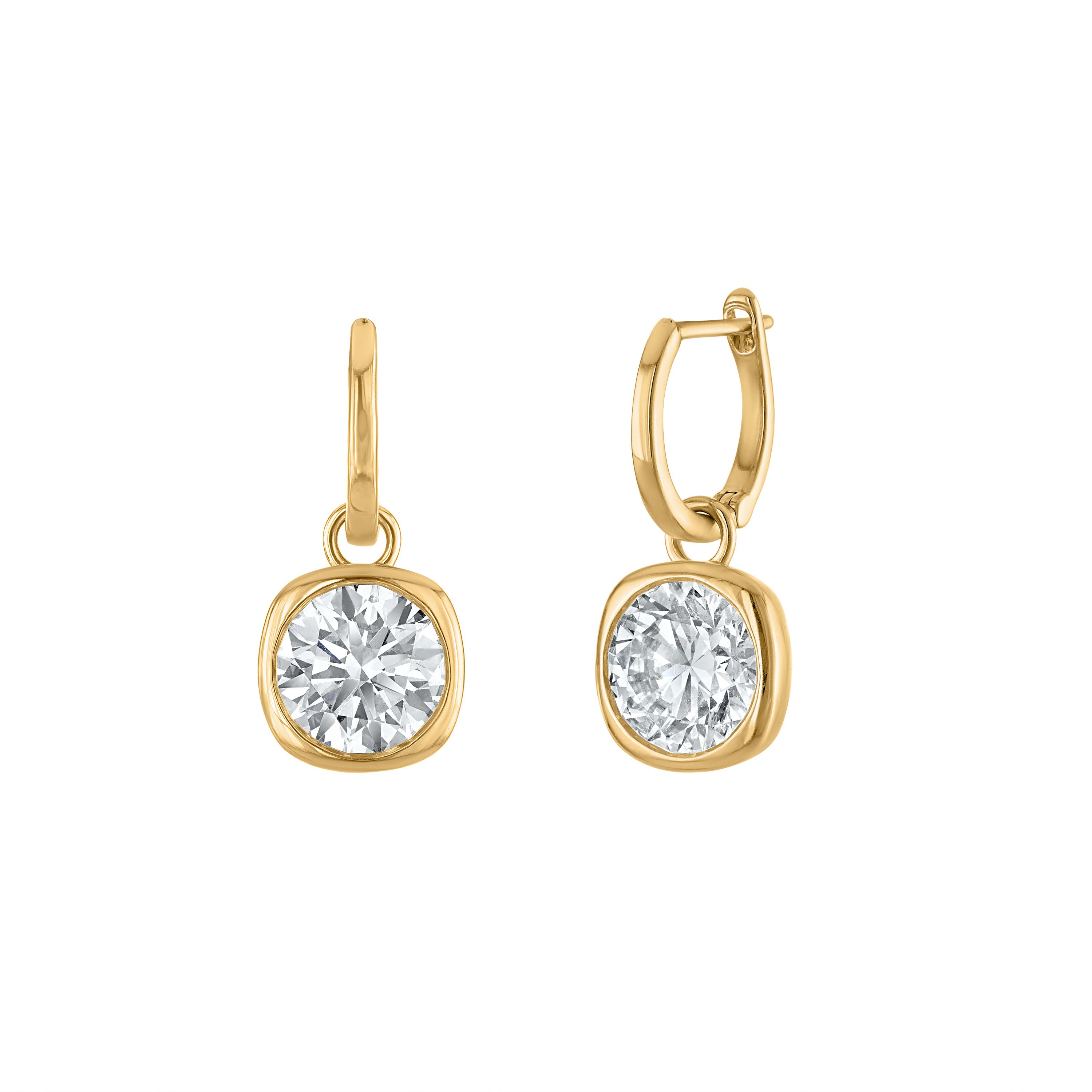 Round Bezel Drop Earrings - 3 Carats