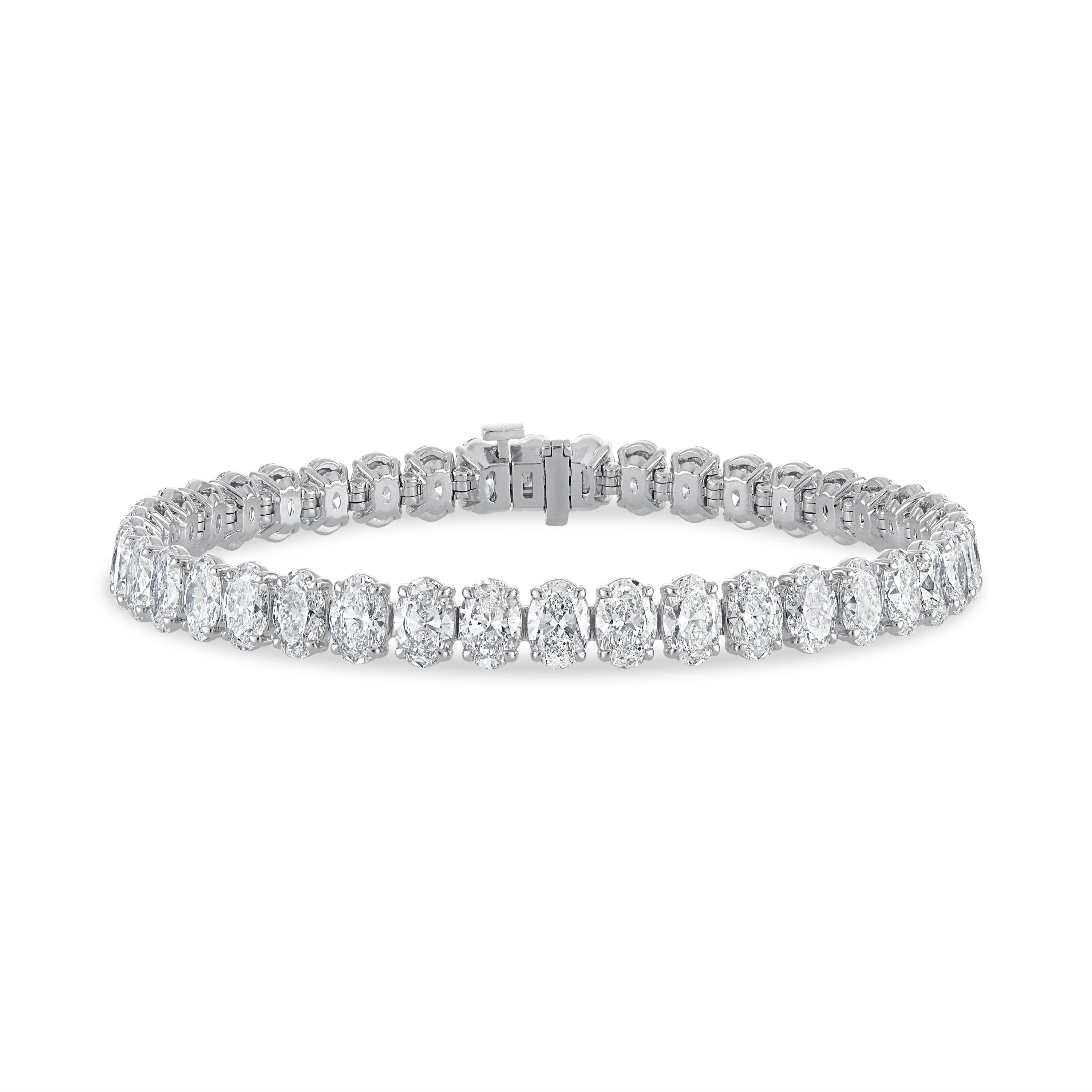 North South Oval Shaped Tennis Bracelet - 16 carats