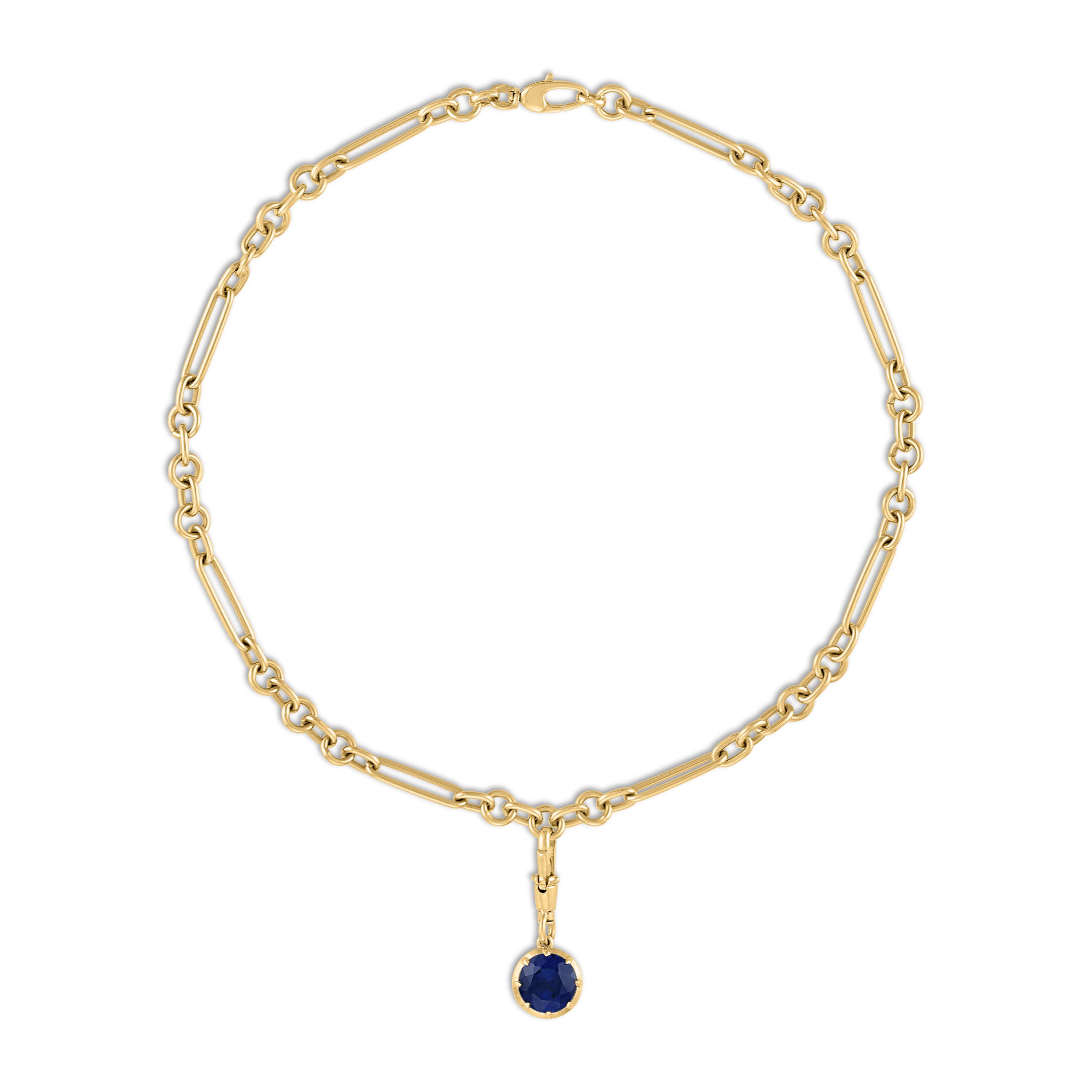 Blue Sapphire Mixed Link Chain - 5 Carats