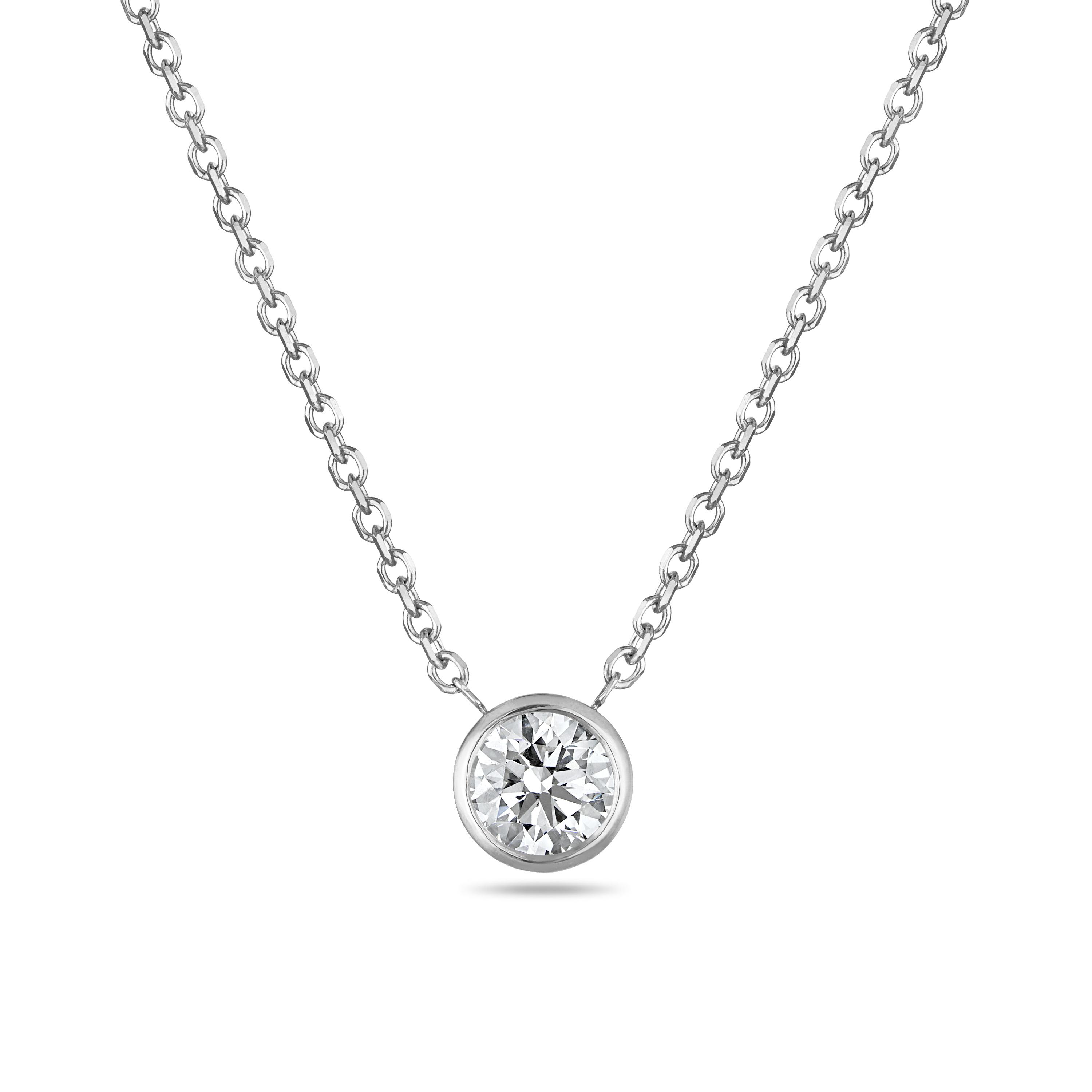 Round Bezel Pendant Necklace - 1 Carat